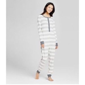 Grey and White Striped Rugby Pajama Onesie